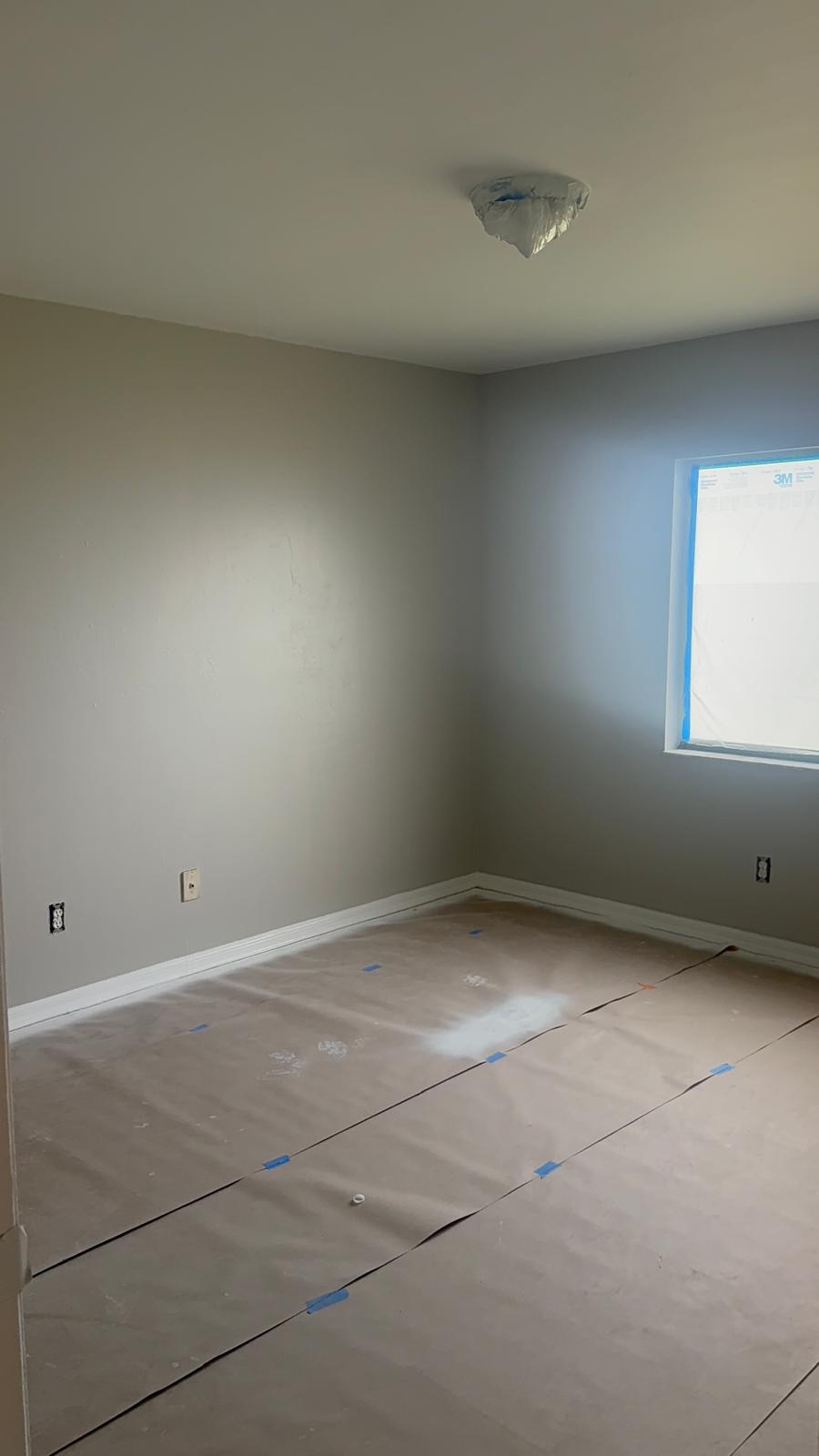 Interior walls repainted in soft gray by Rise and Shine
